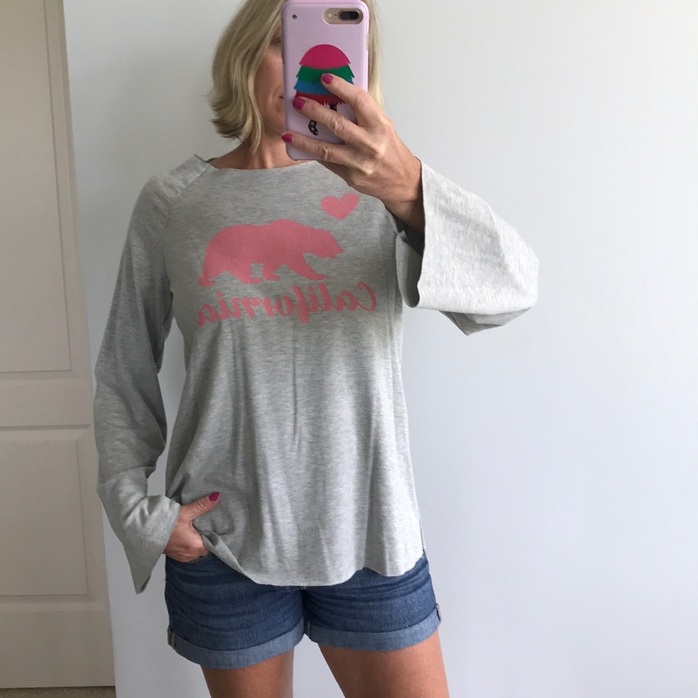 Grey, Long Sleeve ‘California’ Pullover Top
